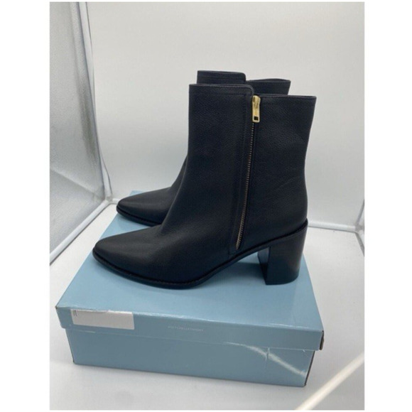 Seychelles Black Leather Boots Sz 11 Women Block Heel Bootie Classic Almond Toe - Picture 4 of 7